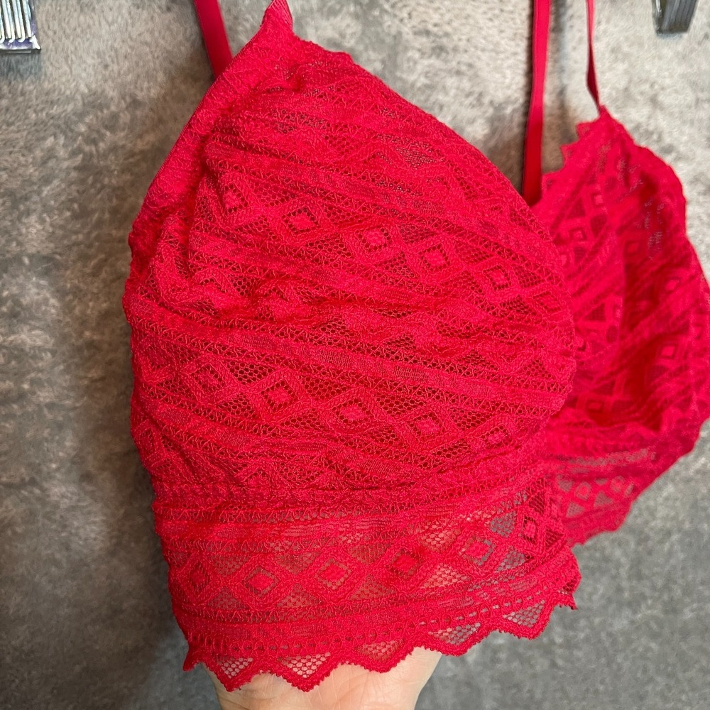 Pink Victoria Secret Women Lace Bralette M Strappy Coquette Delicate Romantic
